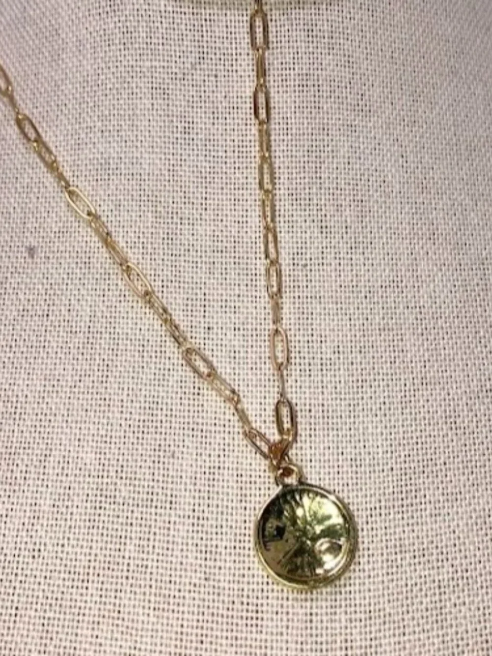 Plunder Design Leopard Print Pendant On Gold Toned Paper Clip Link Chain Gift